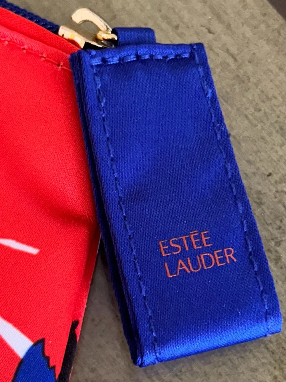 Estee Lauder Red and Blue Floral Zip Pouch